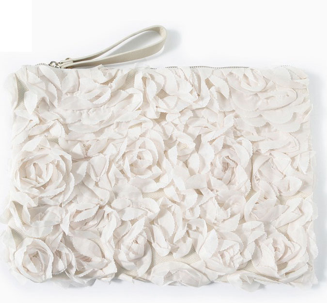 KrisKlank White Flower Clutch Bag
